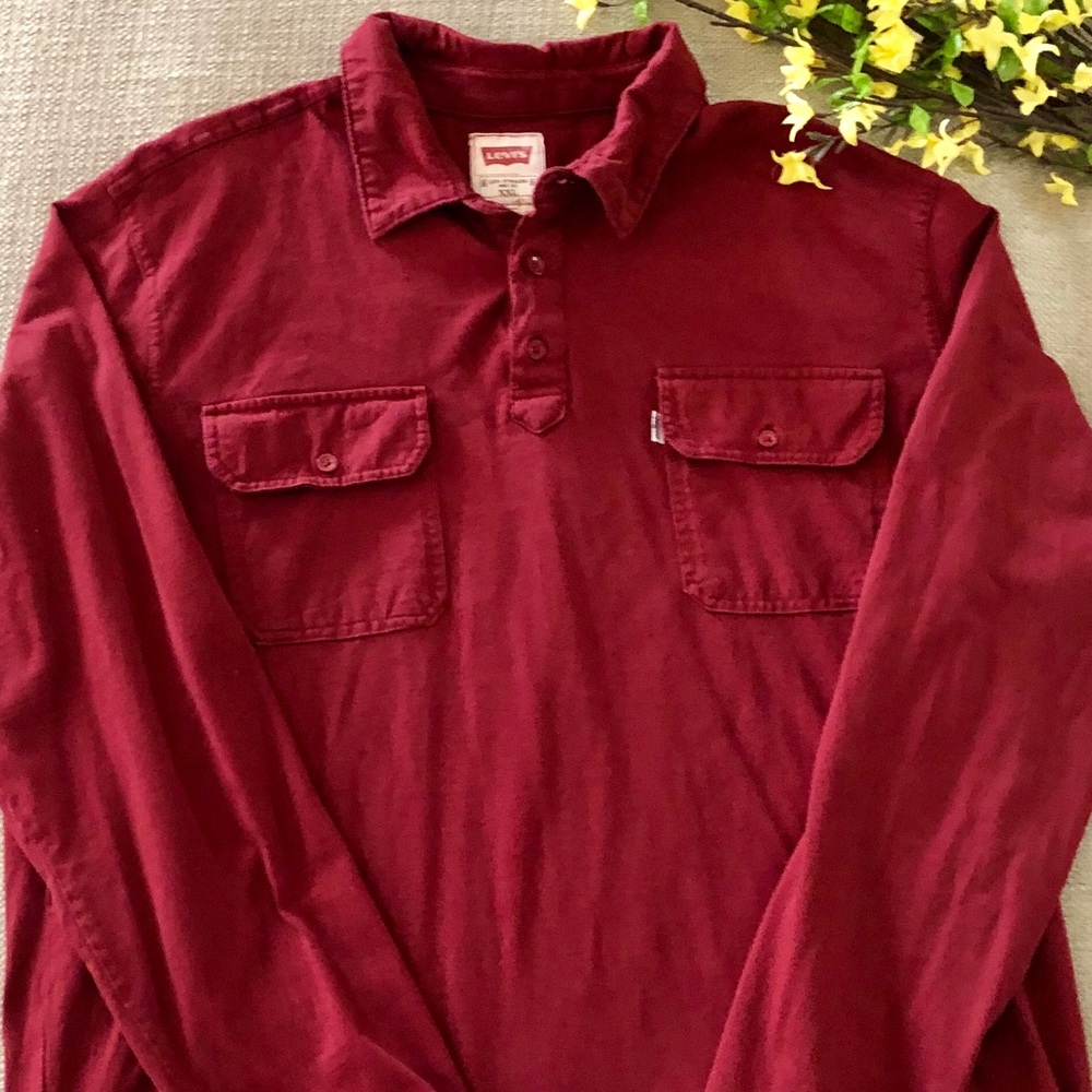 Levi’s Dark Red Henley Long Sleeve Shirt